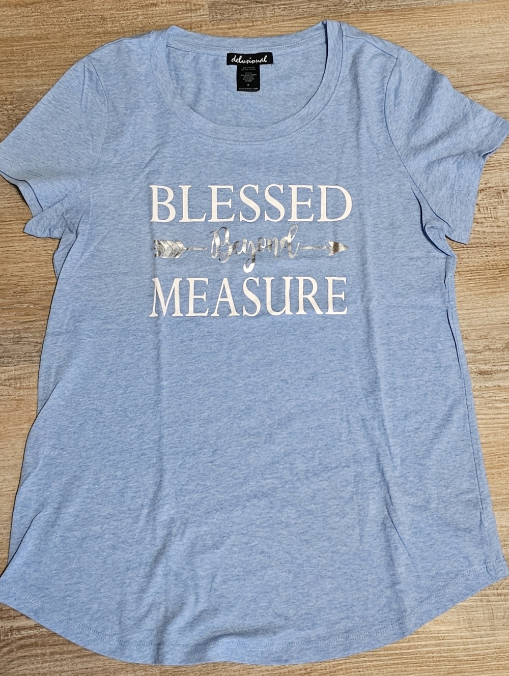 Delusional NWOT Blessed Beyond Measure Short Sleeve Graphoc Tee Blue